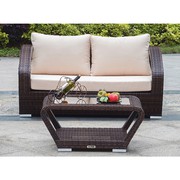 Patio Wicker Loveseat with Coffee Table